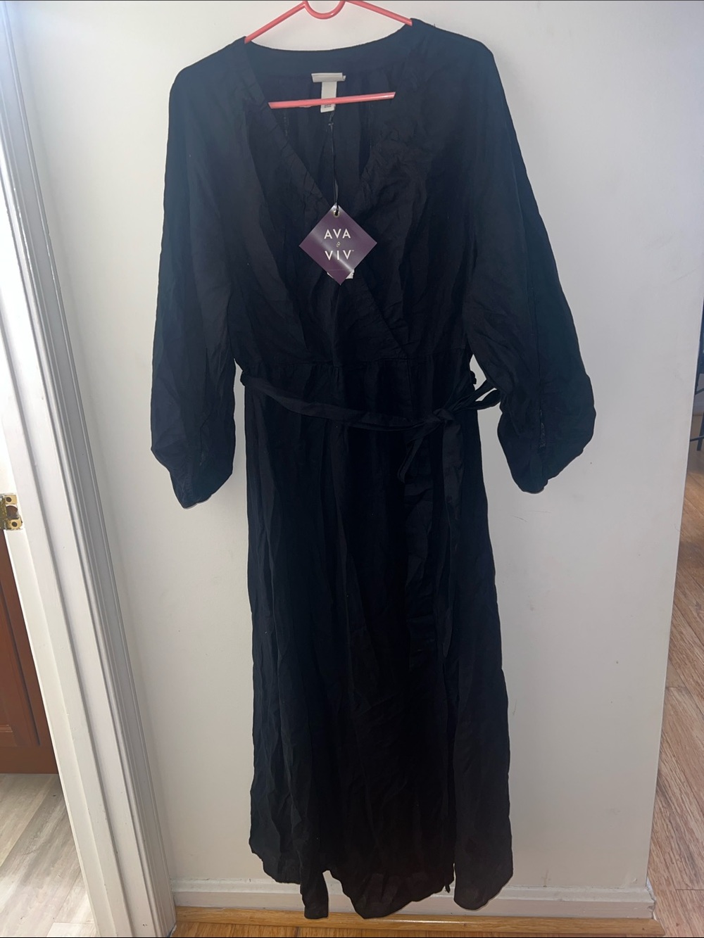 Ava & Viv Black Wrap Trench Dress Coat